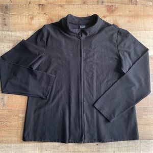 Eileen Fisher Full Zip Lightweight Black Jacket Womens LARGE